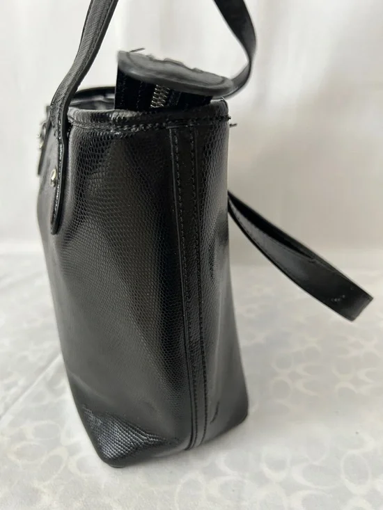 Lauren Ralph Lauren Classic Black Textured Leather Tote Shoulder Bag Purse 🌺🌺 - Picture 5 of 14